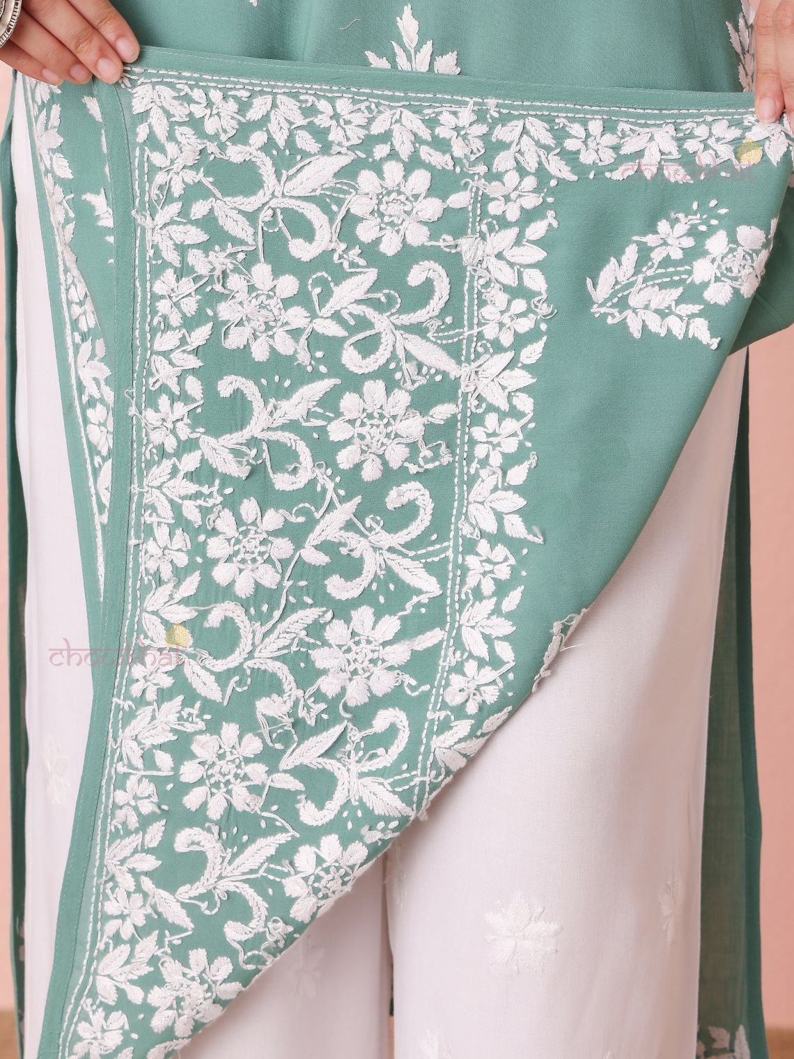 Hania Modal Straight Long Chikankari Kurti - Chowkhat Lifestyle