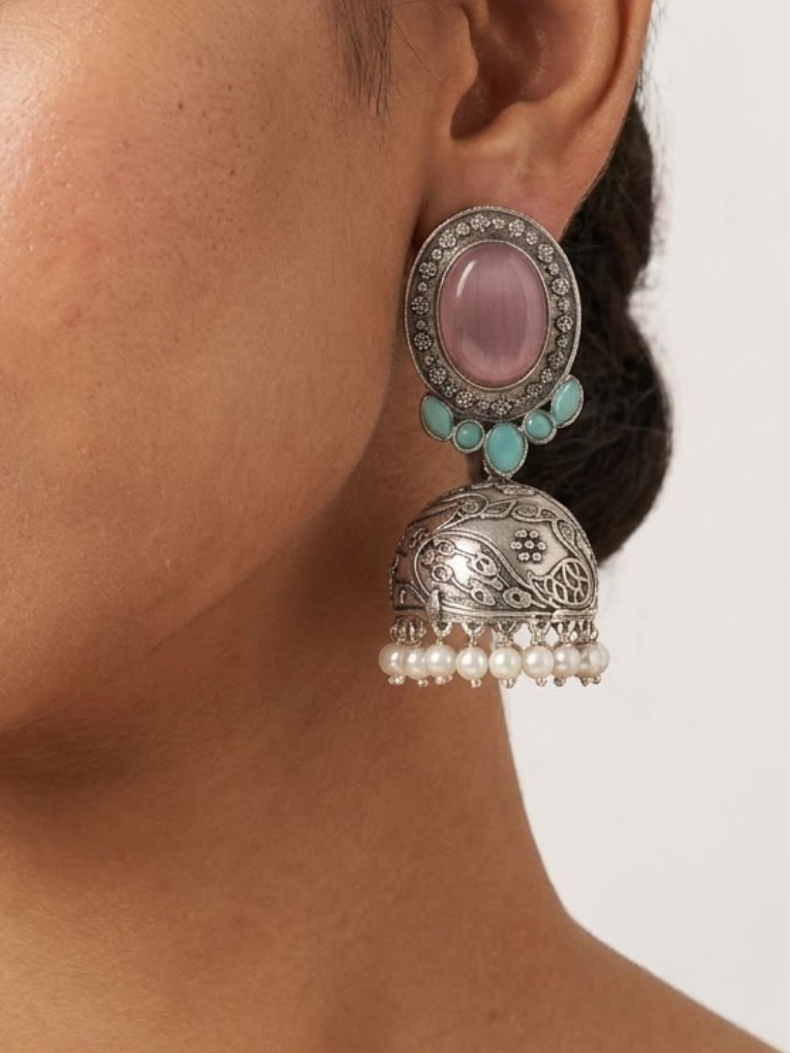 Aaishwary Oxidised Greman Silver Earrings - Chowkhat Lifestyle