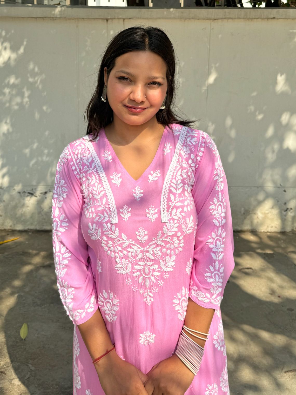 Navya Rayon Straight Chikankari Kurti with Lace Detailing - Chowkhat Lifestyle