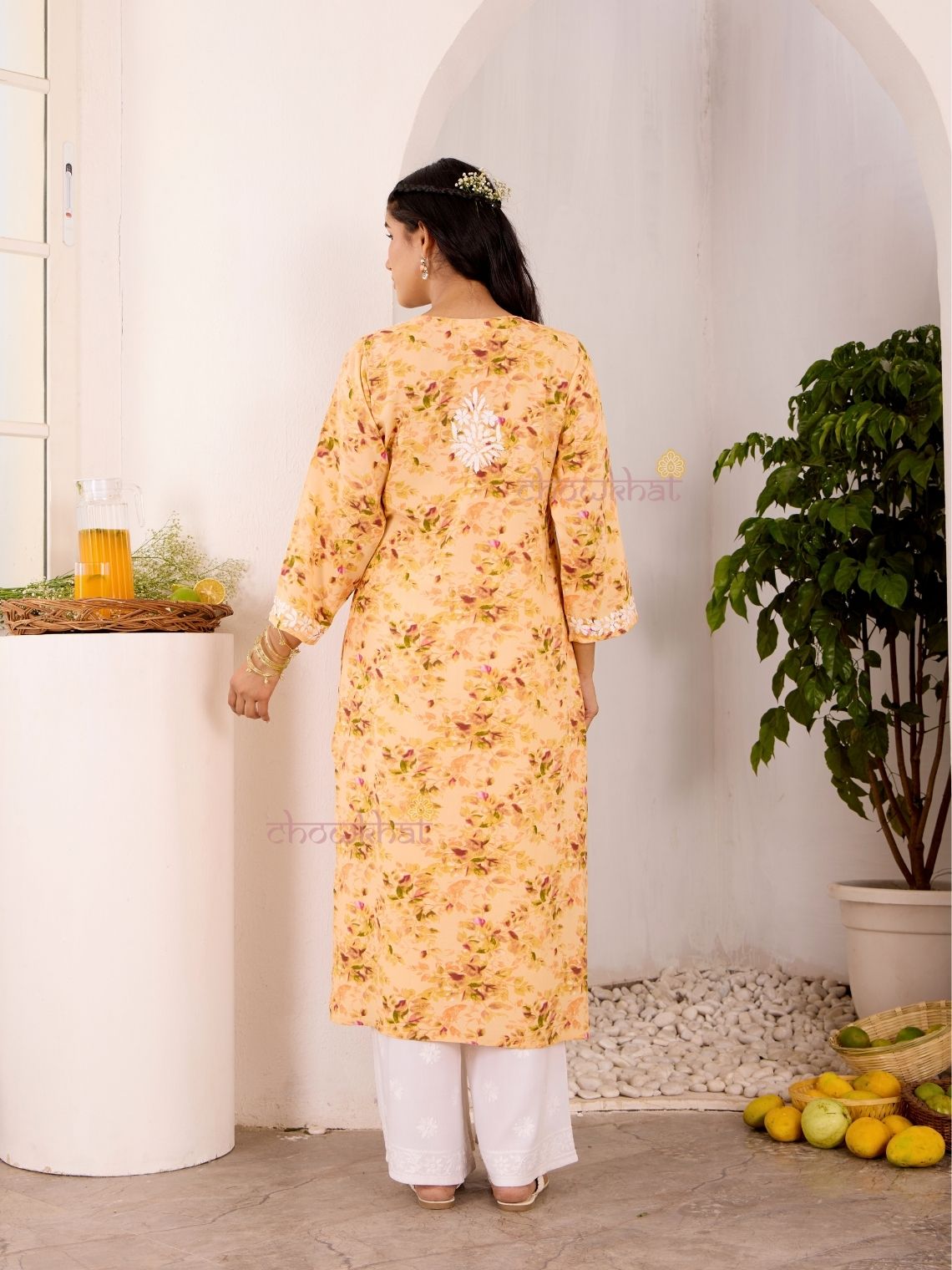 Ishani Rayon Printed Straight Chikankari Kurti - Chowkhat Lifestyle