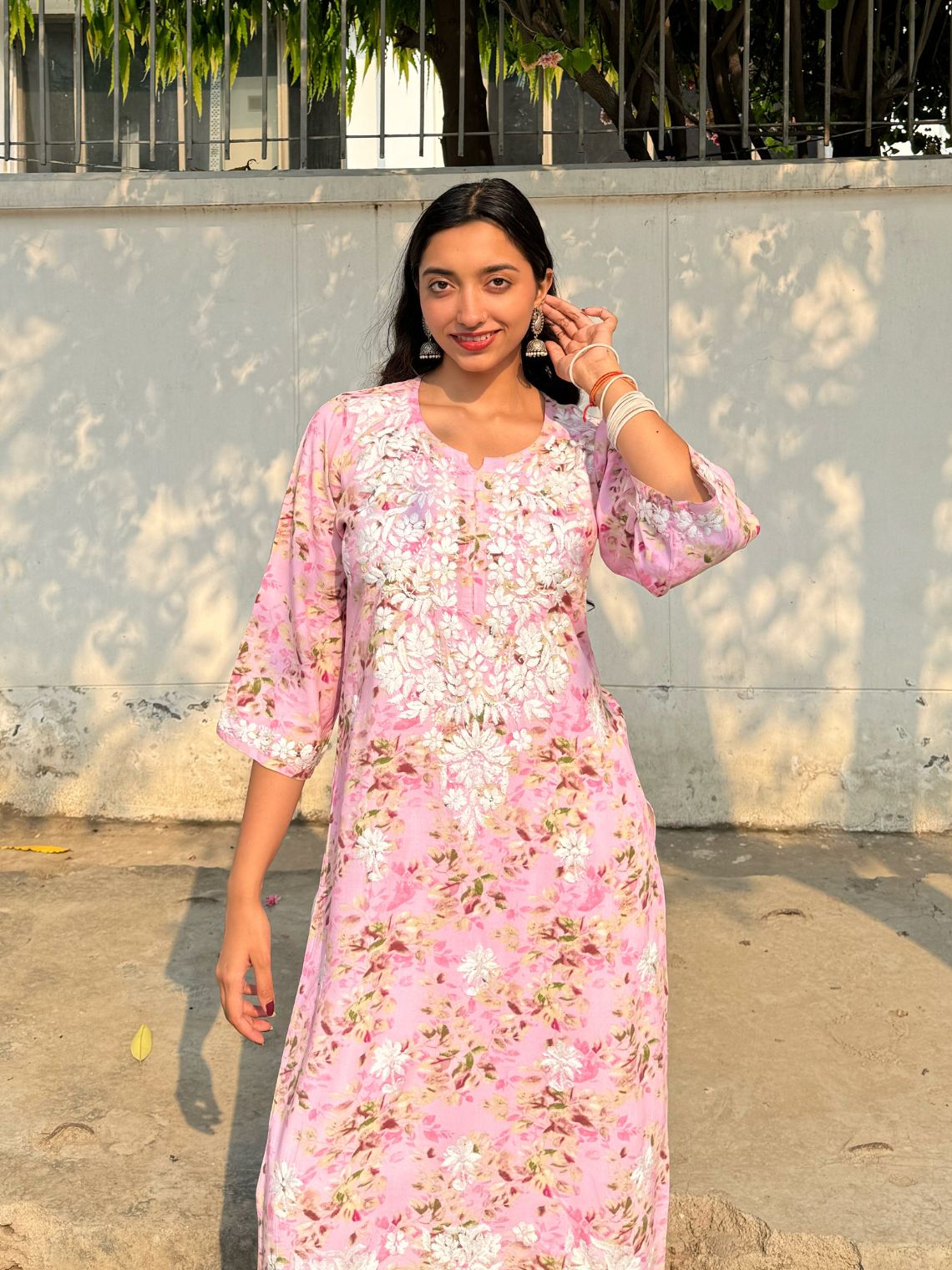 Ishani Rayon Printed Straight Chikankari Kurti - Chowkhat Lifestyle