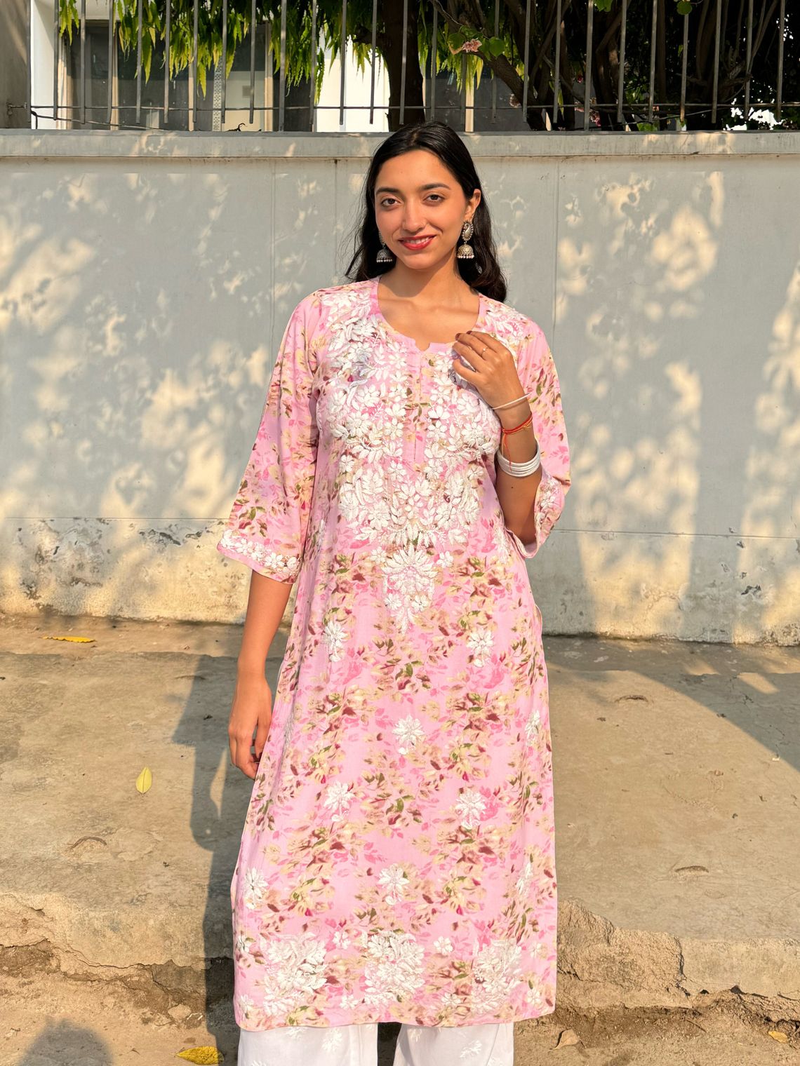 Ishani Rayon Printed Straight Chikankari Kurti - Chowkhat Lifestyle