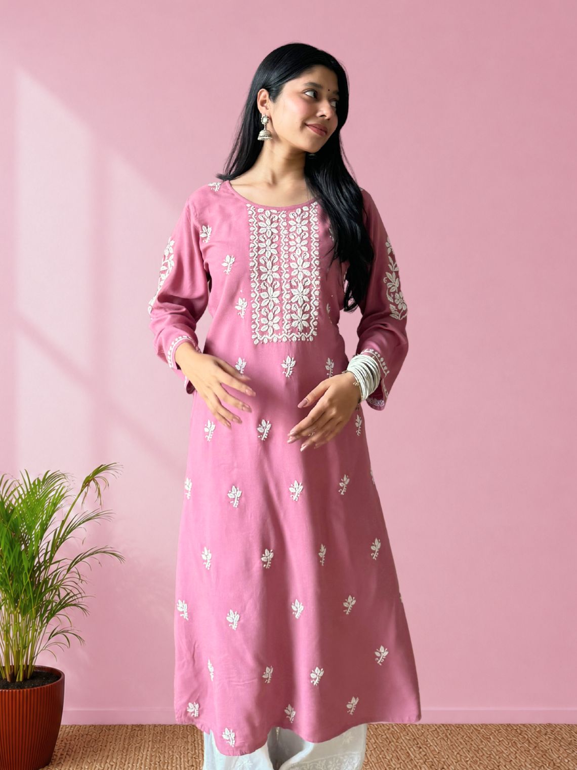 Hoor Premium Rayon A-line Chikankari Kurti - Chowkhat Lifestyle
