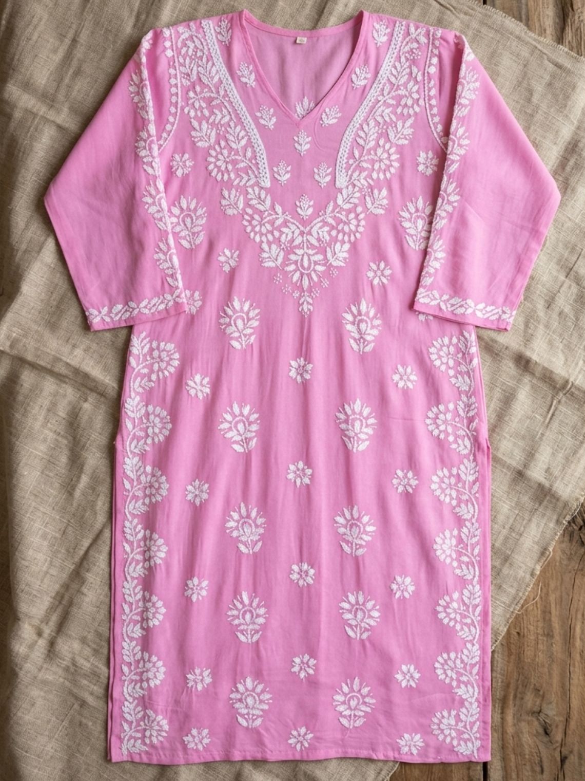 Navya Rayon Straight Chikankari Kurti with Lace Detailing - Chowkhat Lifestyle