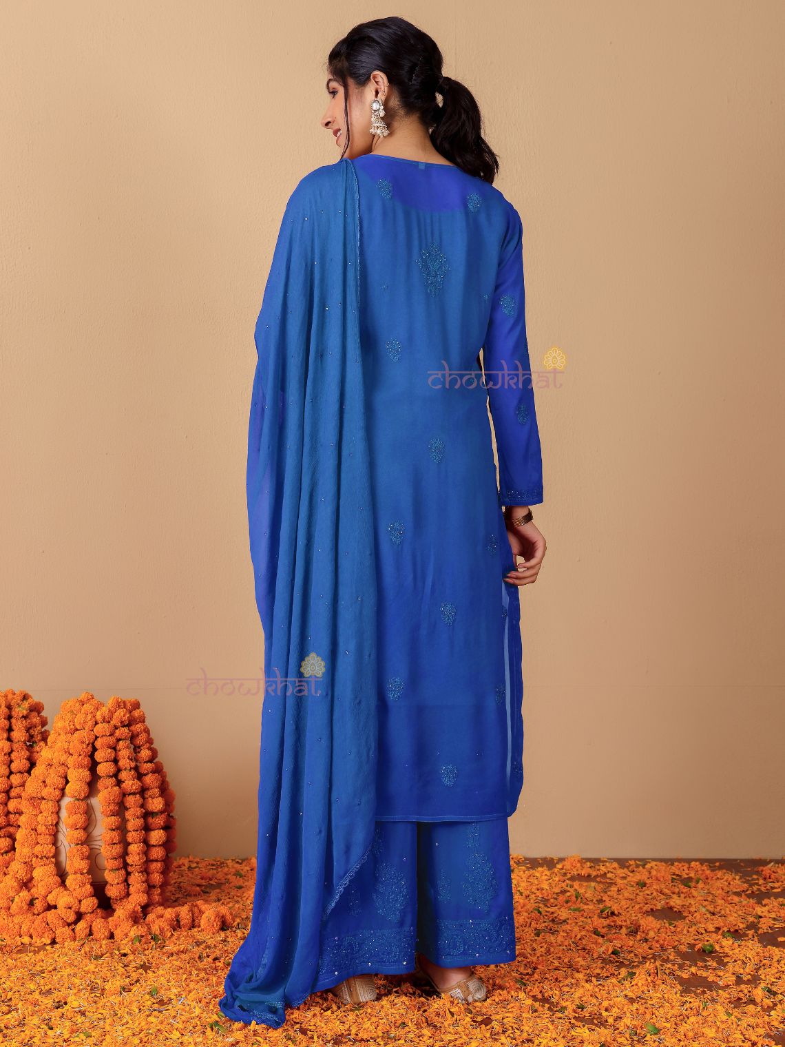 Falak Chikankari Suit Set with Mukaish Work - Chowkhat Lifestyle