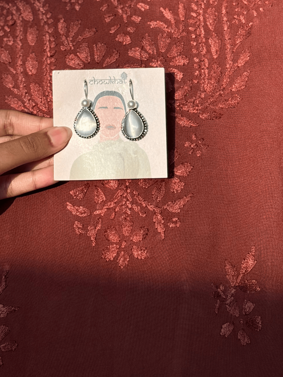 German Silver Pearl hanging Earrings - Chowkhat Lifestyle