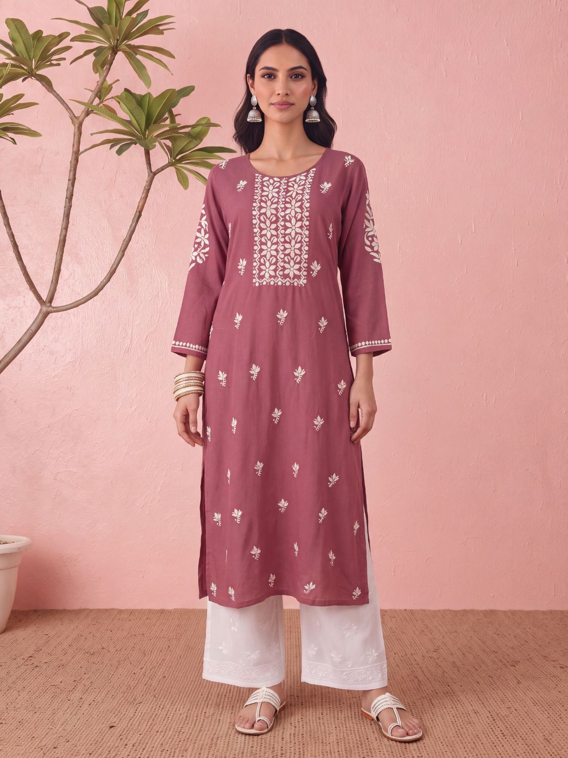 Hoor Premium Rayon A-line Chikankari Kurti - Chowkhat Lifestyle