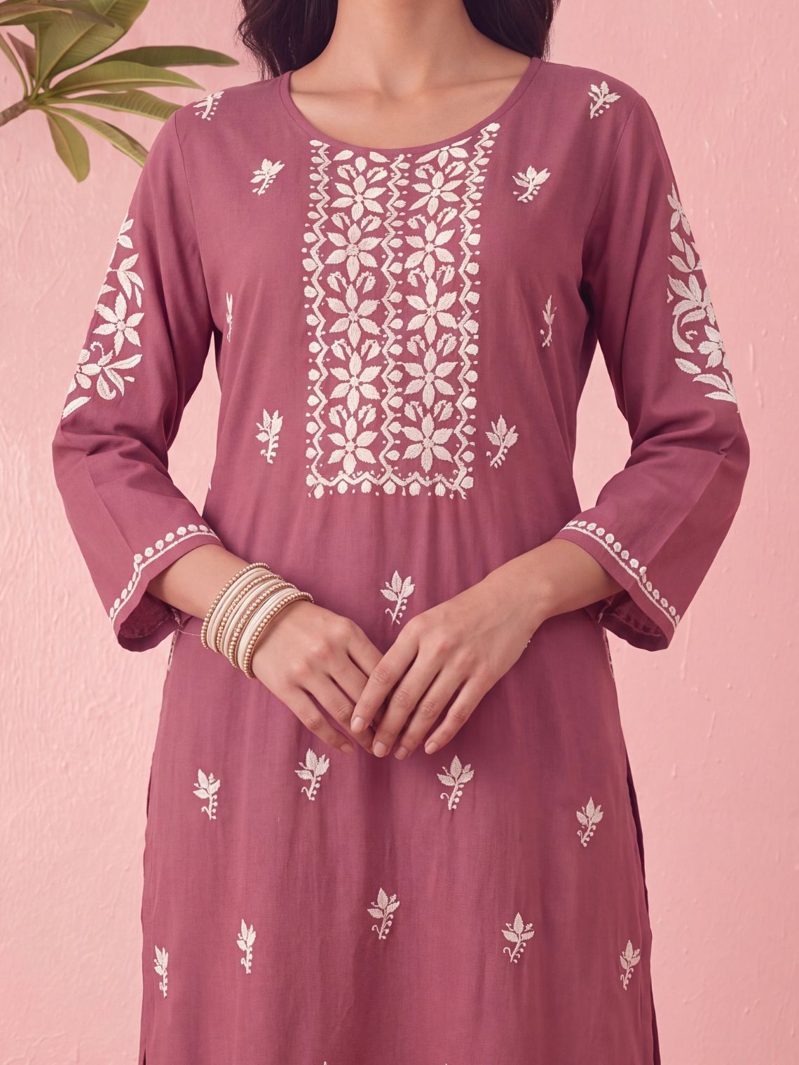 Hoor Premium Rayon A-line Chikankari Kurti - Chowkhat Lifestyle