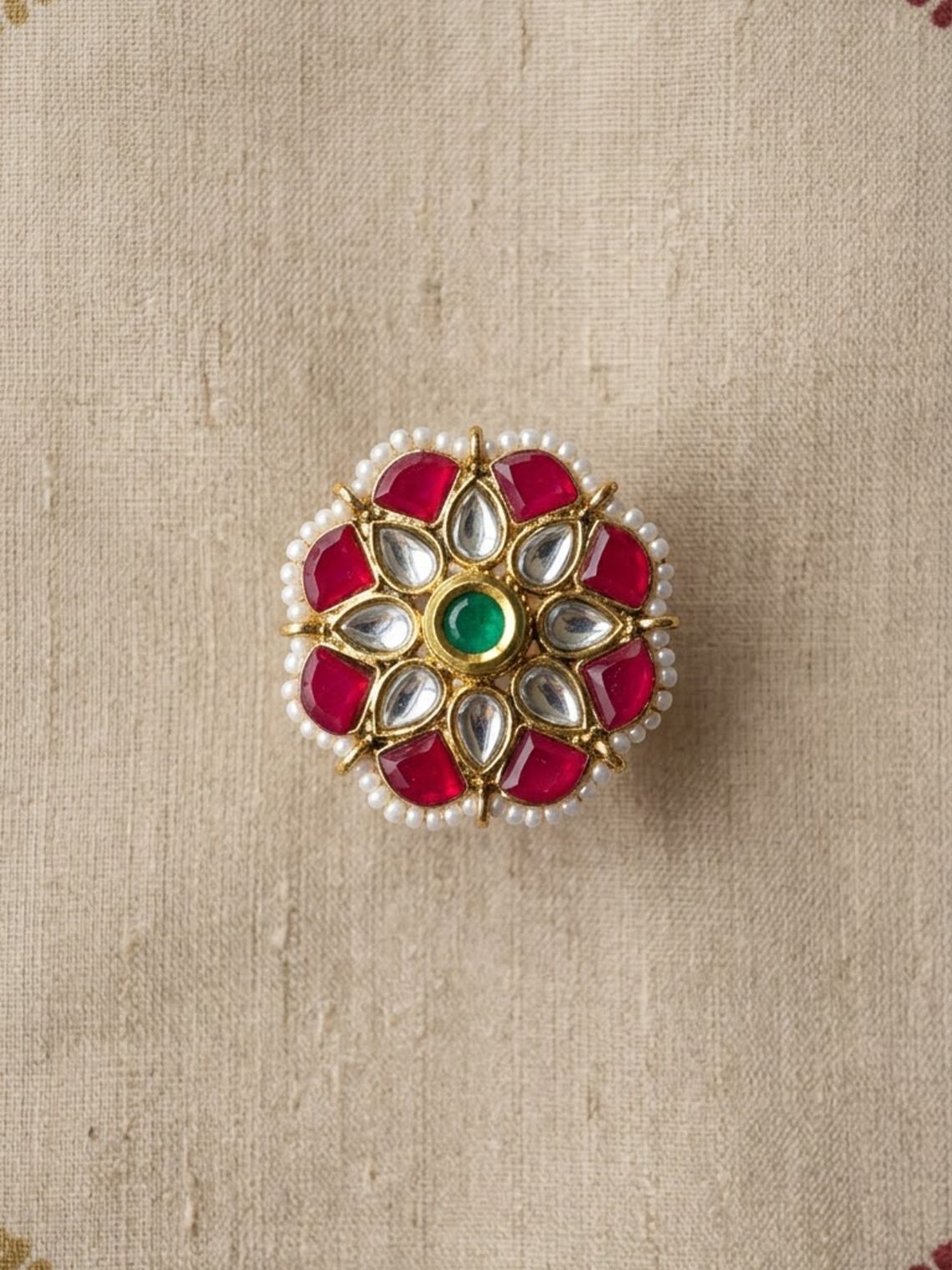 Anokhi Golden stonework Pearl adjustable Ring - Chowkhat Lifestyle