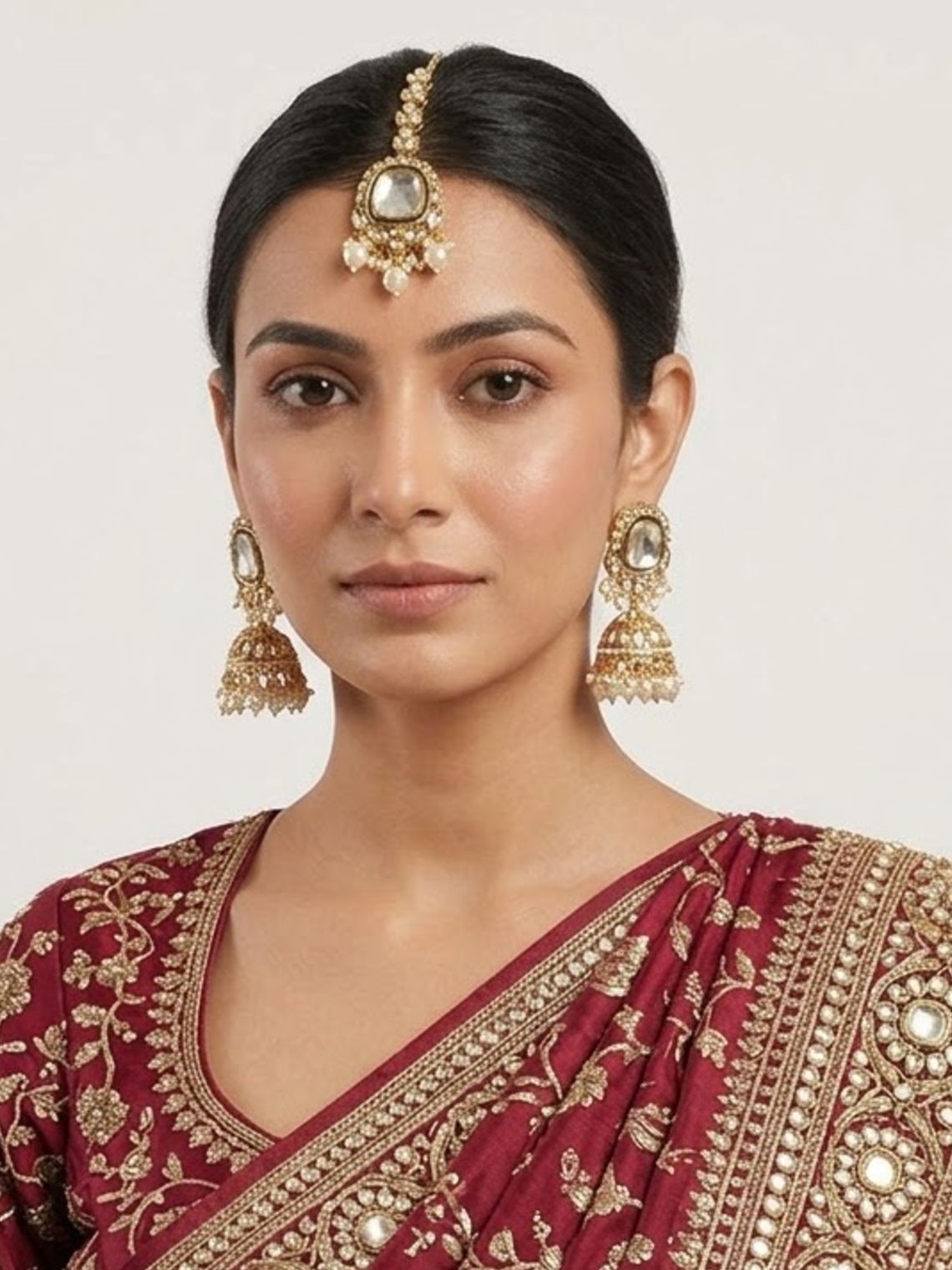 Mrinal Kundan Mangtikka and Pearl Jhumki set - Chowkhat Lifestyle