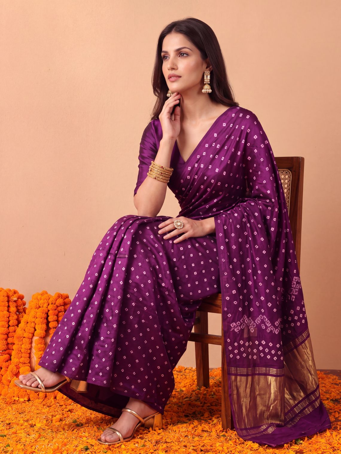 Ragini Modal Satin Bandhani Saree - Chowkhat Lifestyle