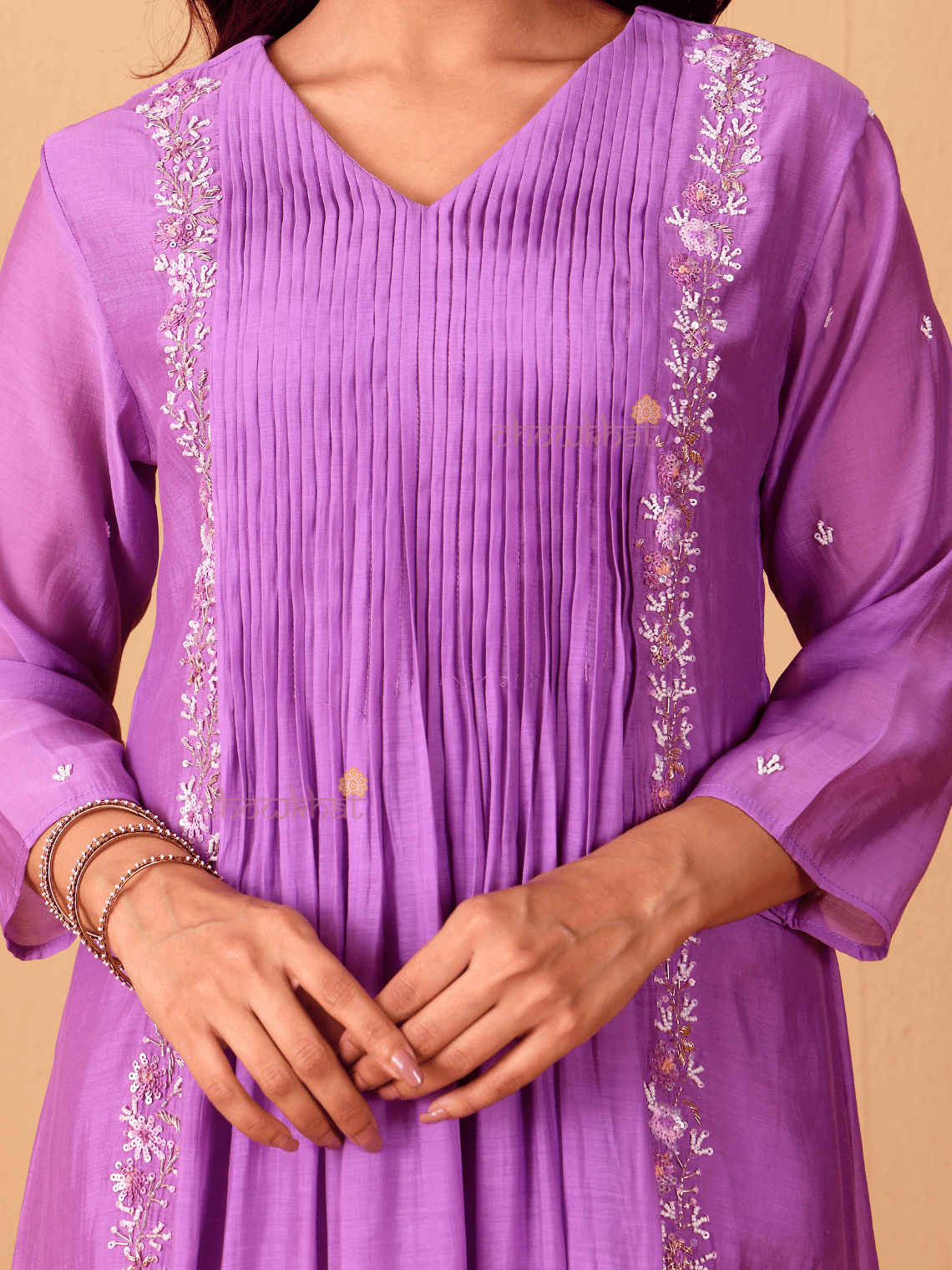 Seerat Mul Chanderi 3 Piece Nyra Style Stitched Suit Set with Adda Work - Chowkhat Lifestyle