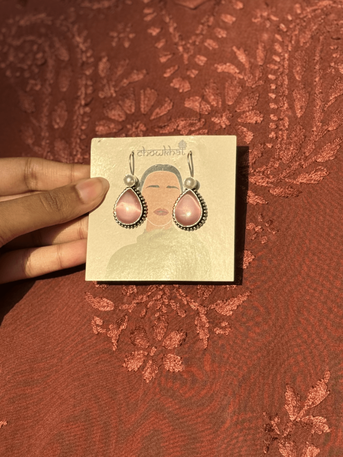 German Silver Pearl hanging Earrings - Chowkhat Lifestyle