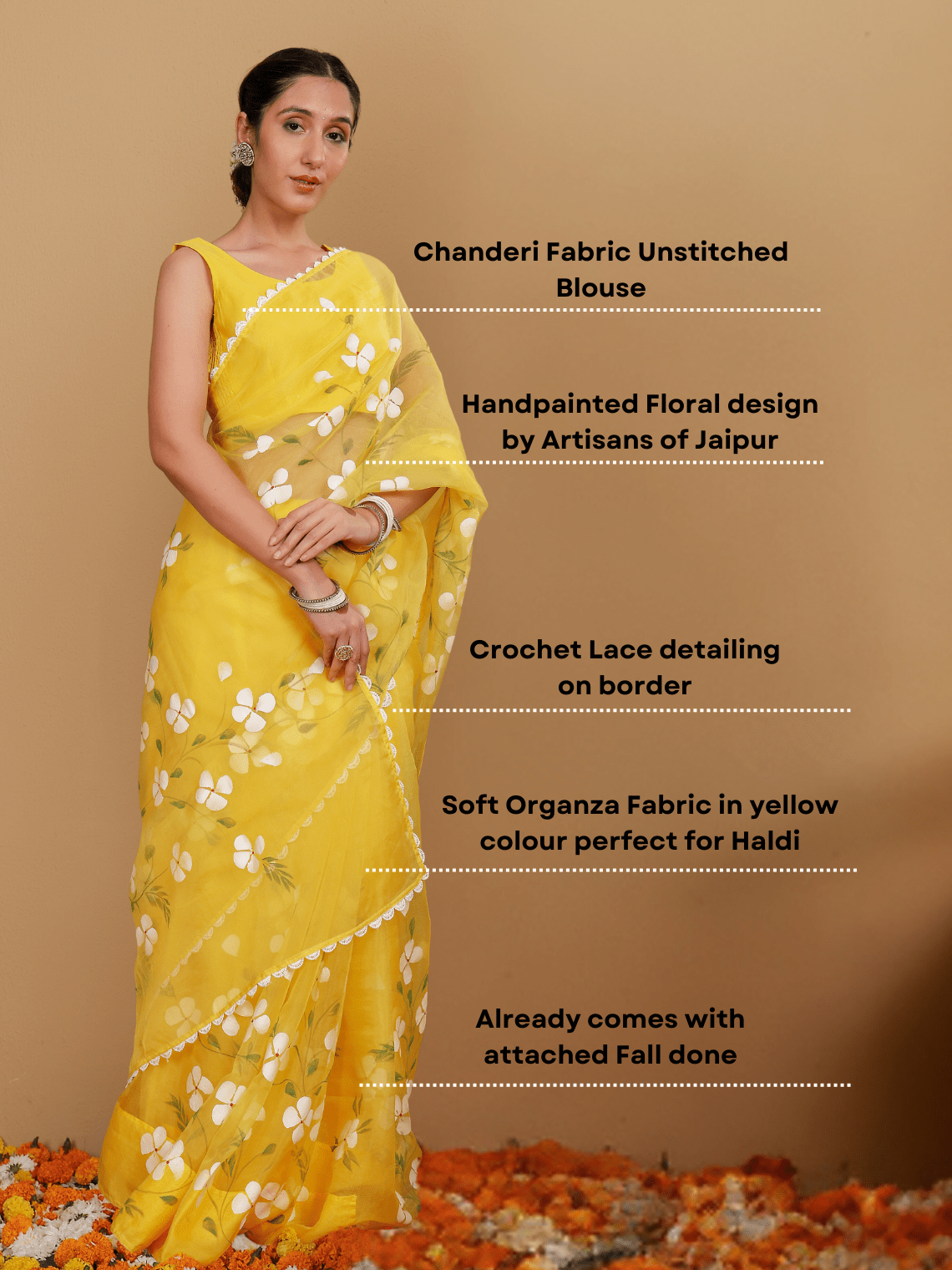 Basant Hand Painted Premium Organza Saree - Chowkhat Lifestyle