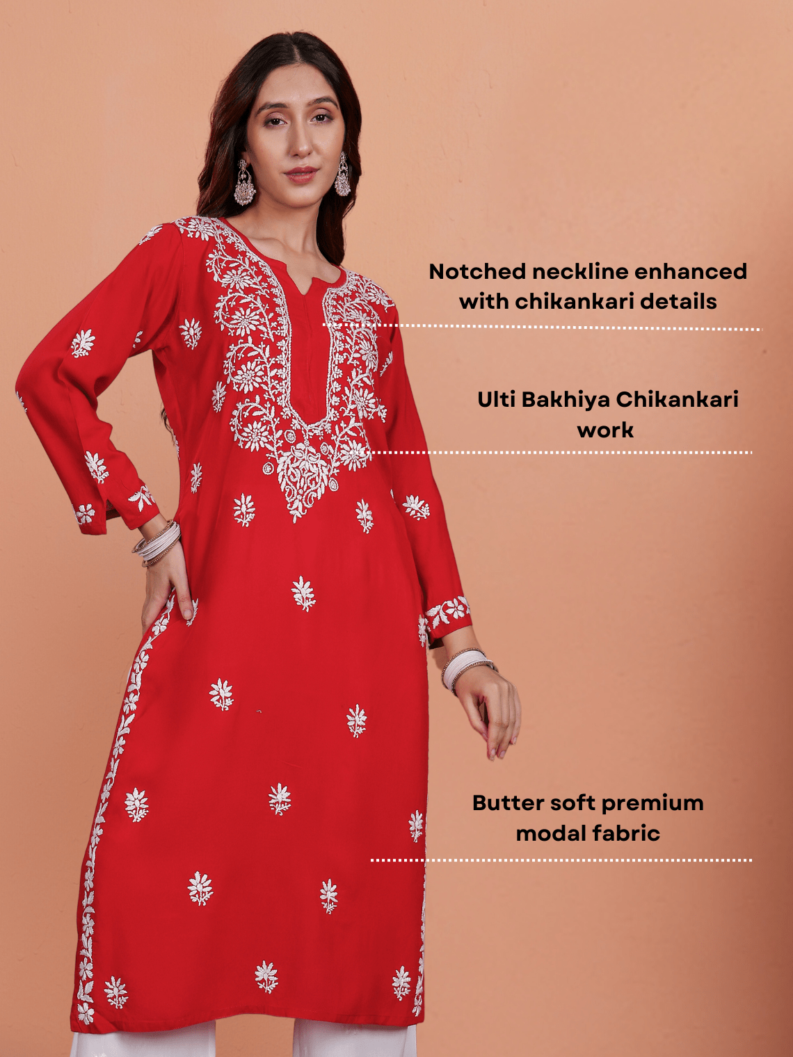 Tania Premium Modal Chikankari Kurti - Chowkhat Lifestyle