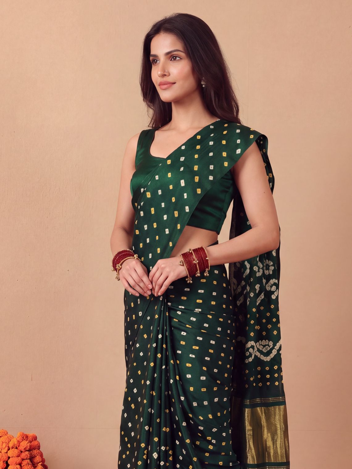 Ragini Modal Satin Bandhani Saree - Chowkhat Lifestyle