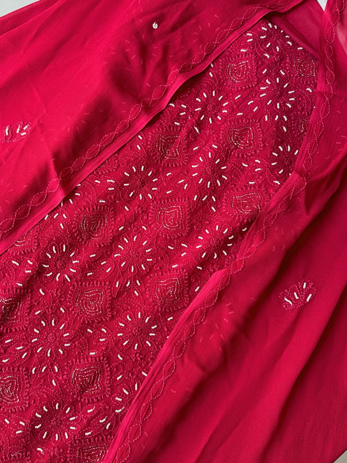 Gulnar Hand Embroidered Chikankari Viscose Georgette Unstitched Suit set