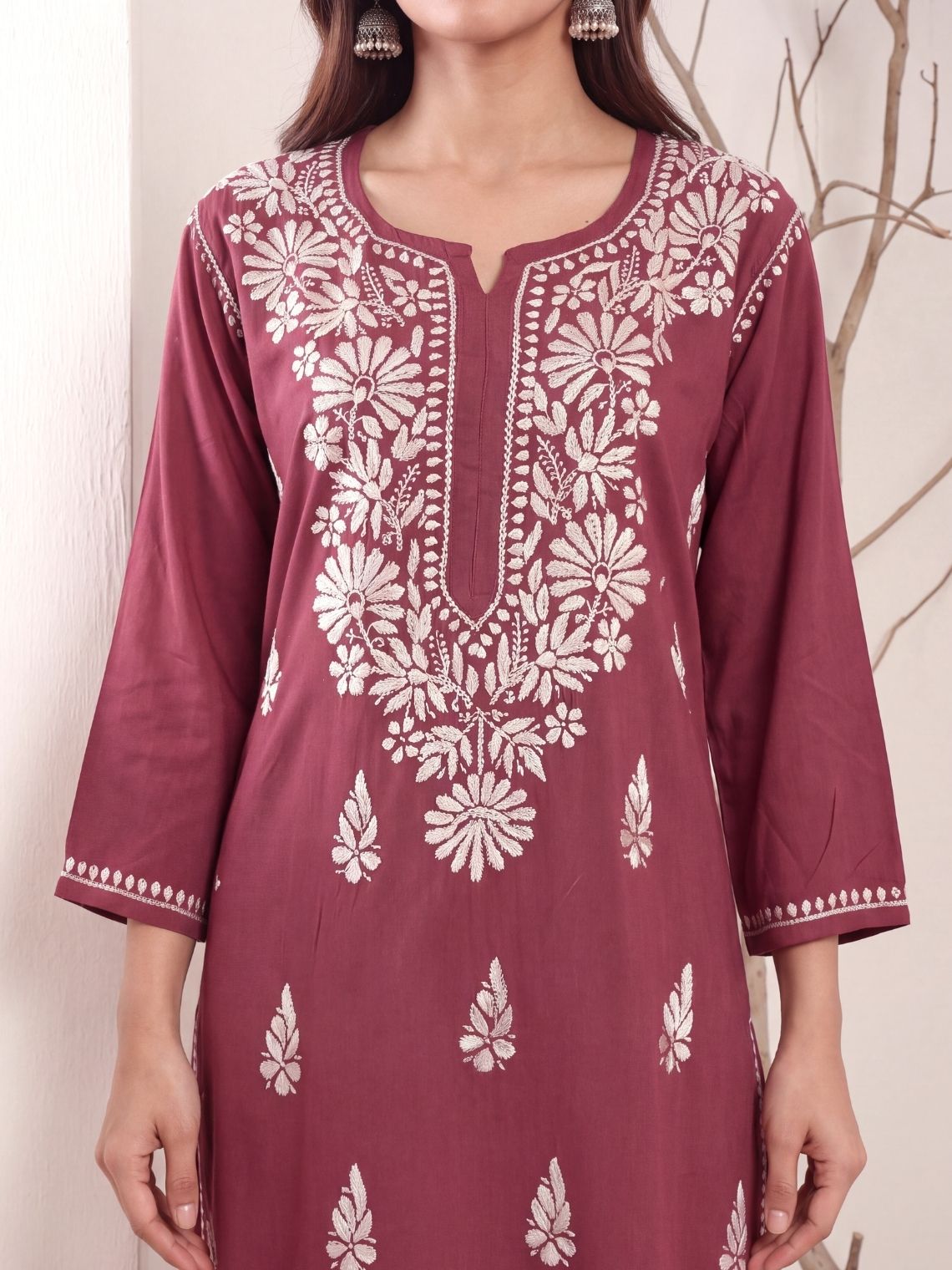 Nira Rayon Chikankari Long Kurta - Chowkhat Lifestyle