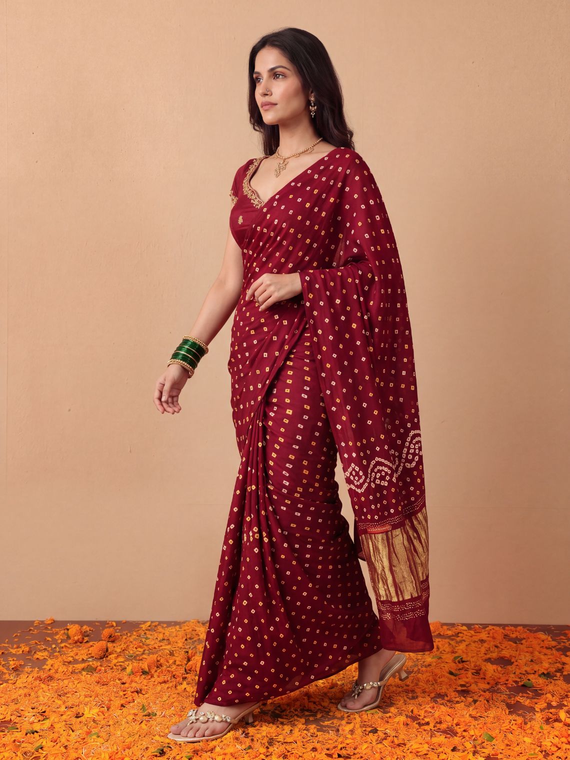 Ragini Modal Satin Bandhani Saree - Chowkhat Lifestyle