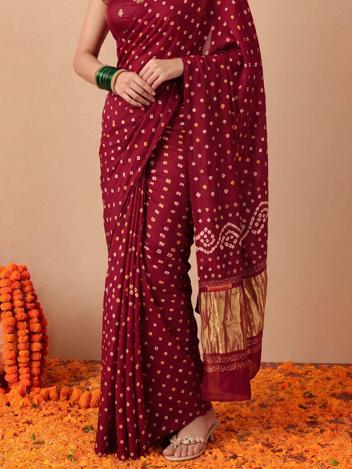 Ragini Modal Satin Bandhani Saree - Chowkhat Lifestyle