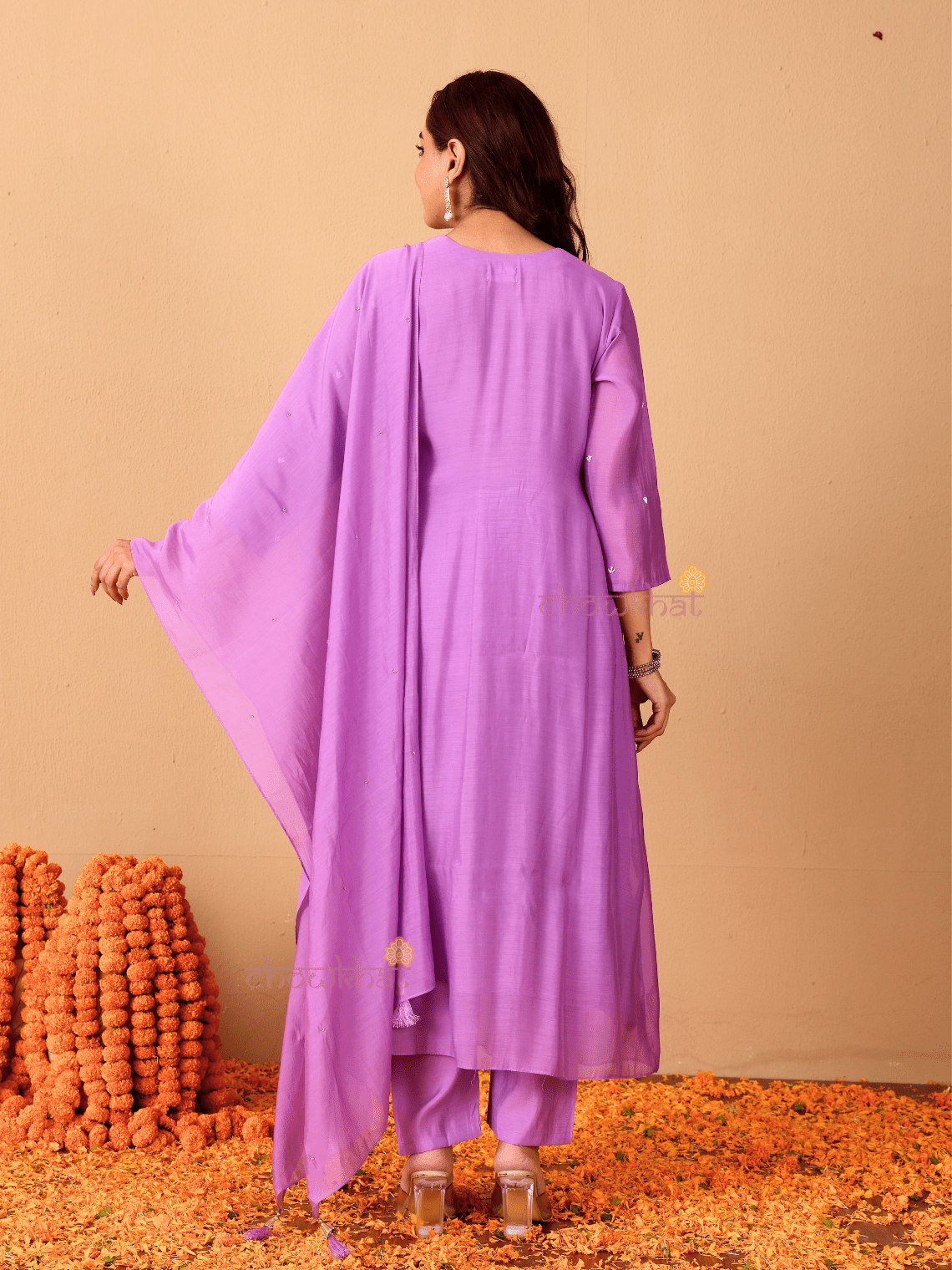 Seerat Mul Chanderi 3 Piece Nyra Style Stitched Suit Set with Adda Work - Chowkhat Lifestyle