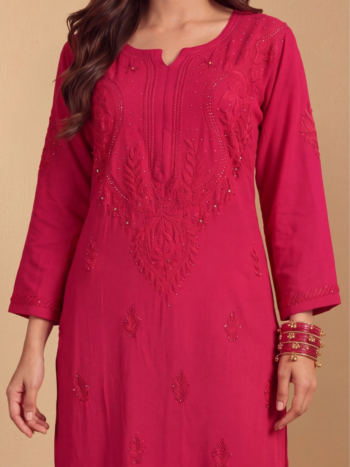 Tarika Straight Rayon Mukaish Chikankari Long Kurta - Chowkhat Lifestyle