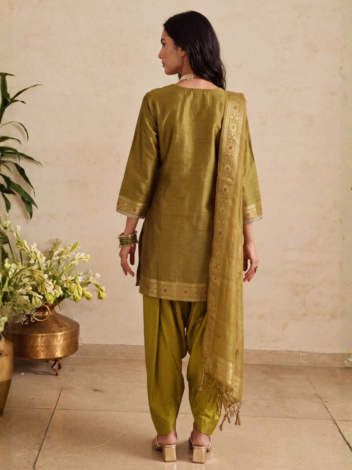 Bhoomi Jamdani Silk Farshi Salwar Suit Set with Dupatta - Chowkhat Lifestyle