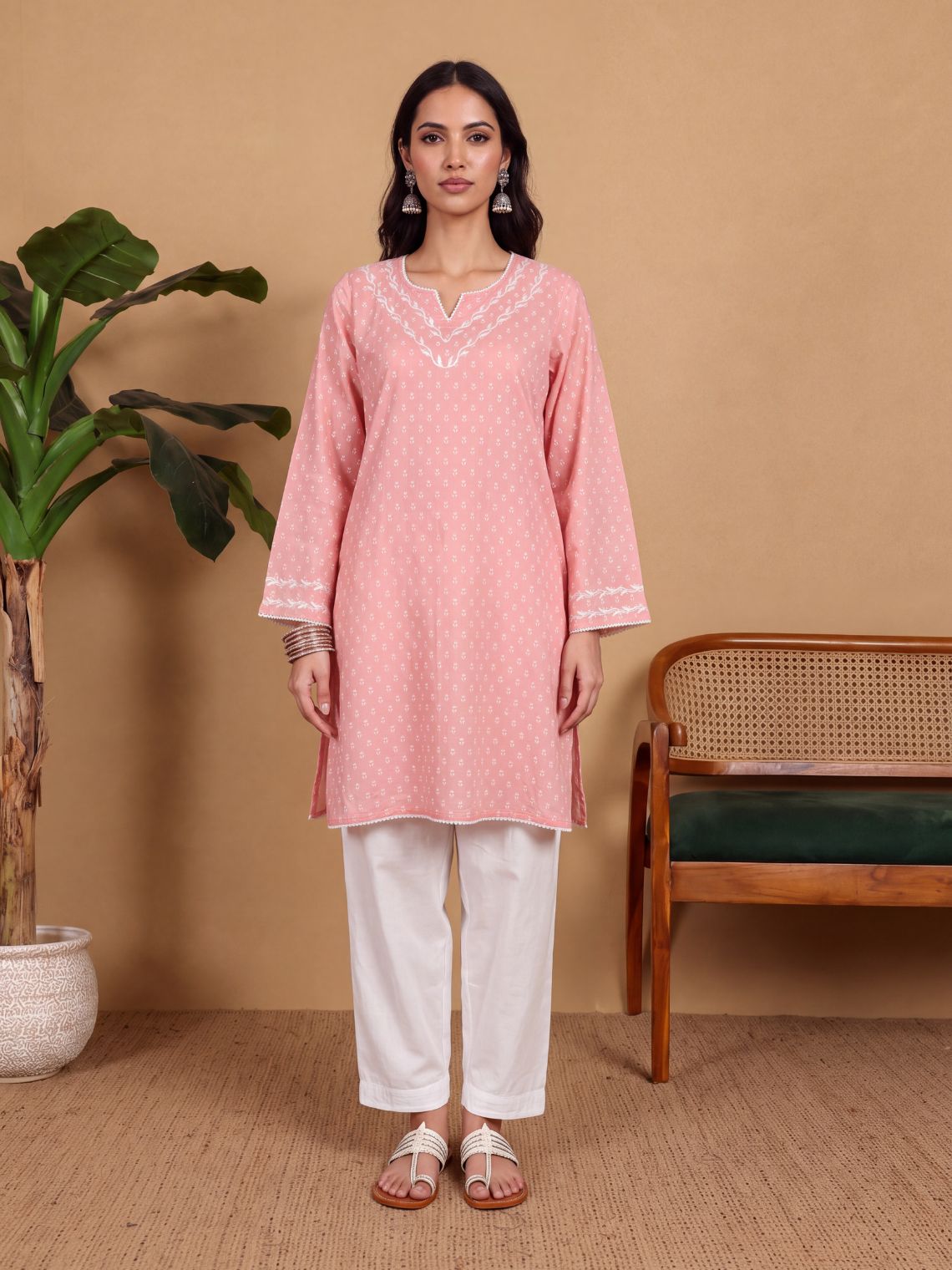 Raya Pure Cotton Chikankari Co-ord Set - Chowkhat Lifestyle