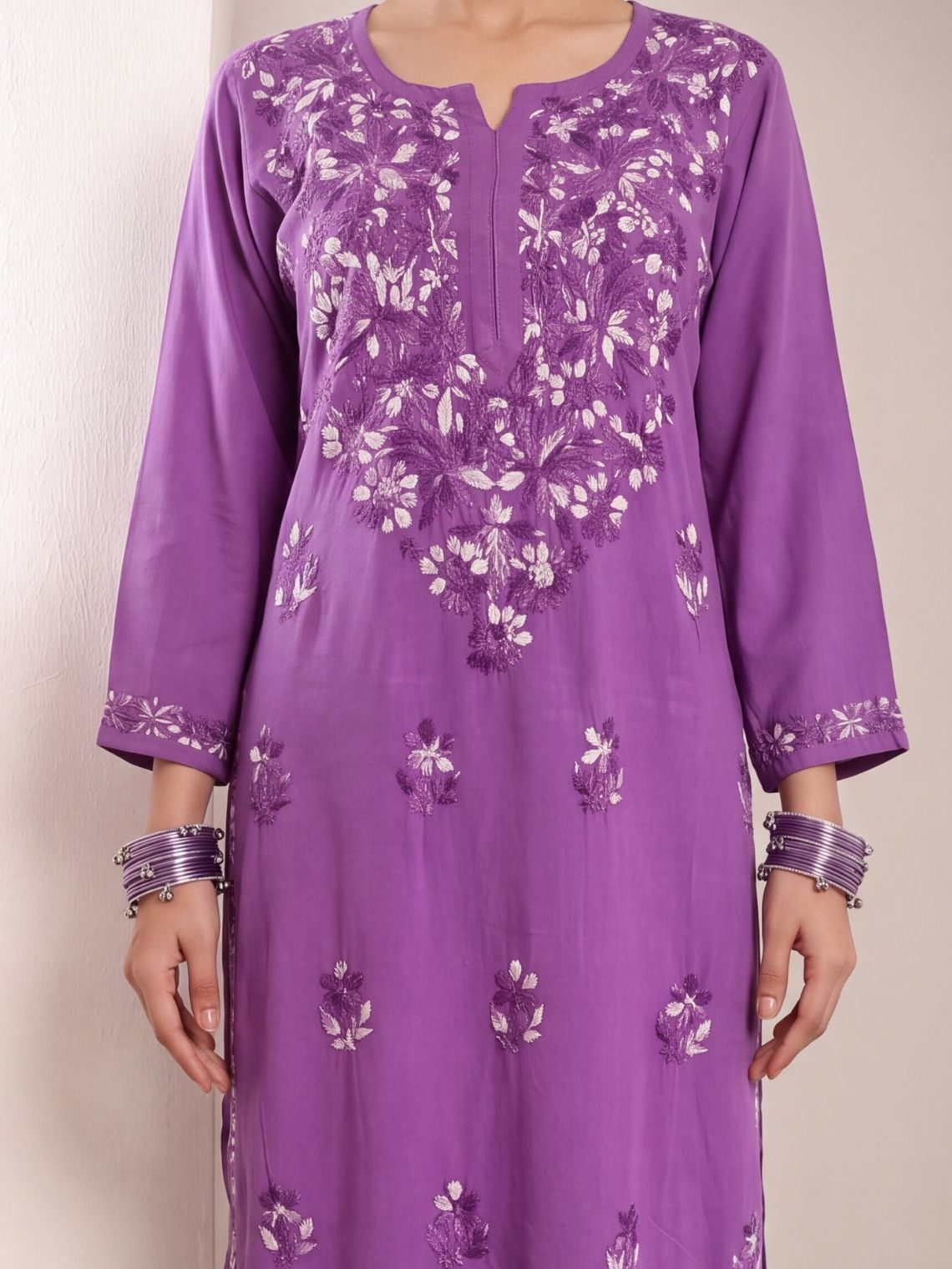 Mayuri Rayon Straight Chikankari Long Kurta - Chowkhat Lifestyle
