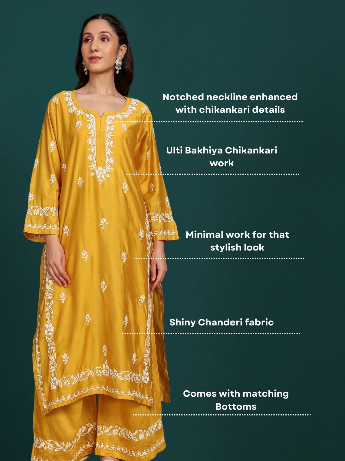 Siya Premium Chanderi Chikankari Kurti & Palazzo Set