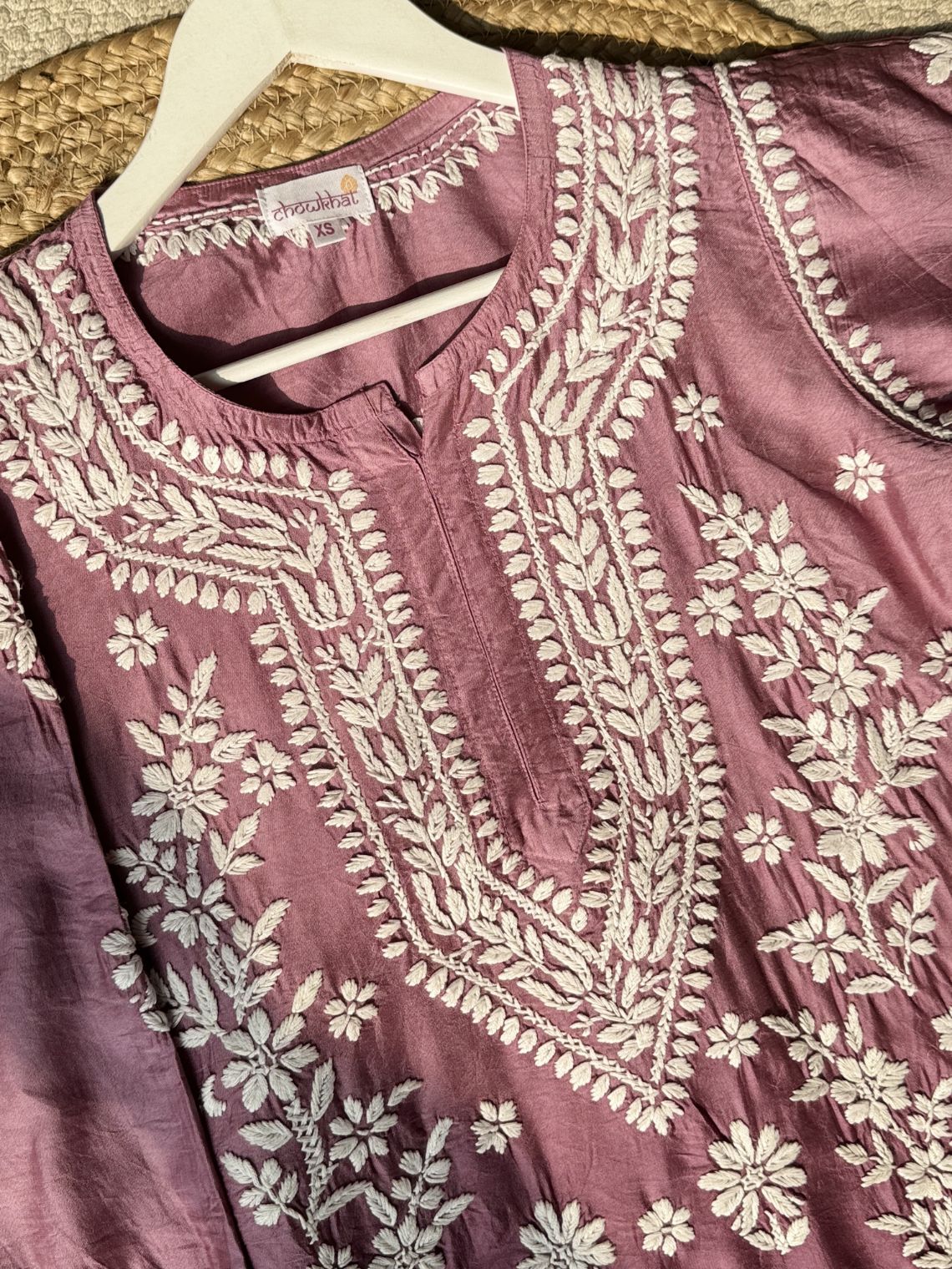 Aira Premium Chanderi Straight Chikankari Kurti