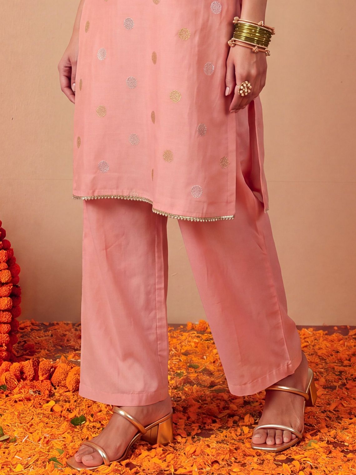 Falguni Chanderi Kurta & Palazzo set with Contrast Organza Dupatta - Chowkhat Lifestyle