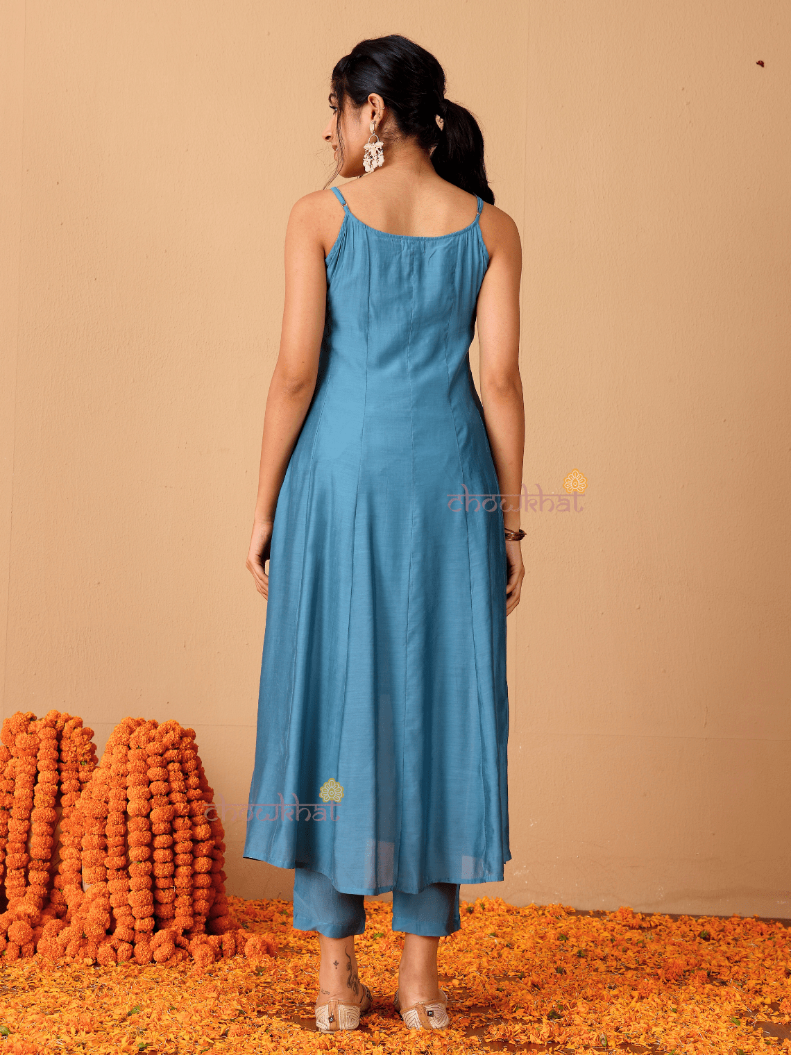 Padma Mul Chanderi 3 Piece Strappy Stitched Suit Set with Adda Work - Chowkhat Lifestyle