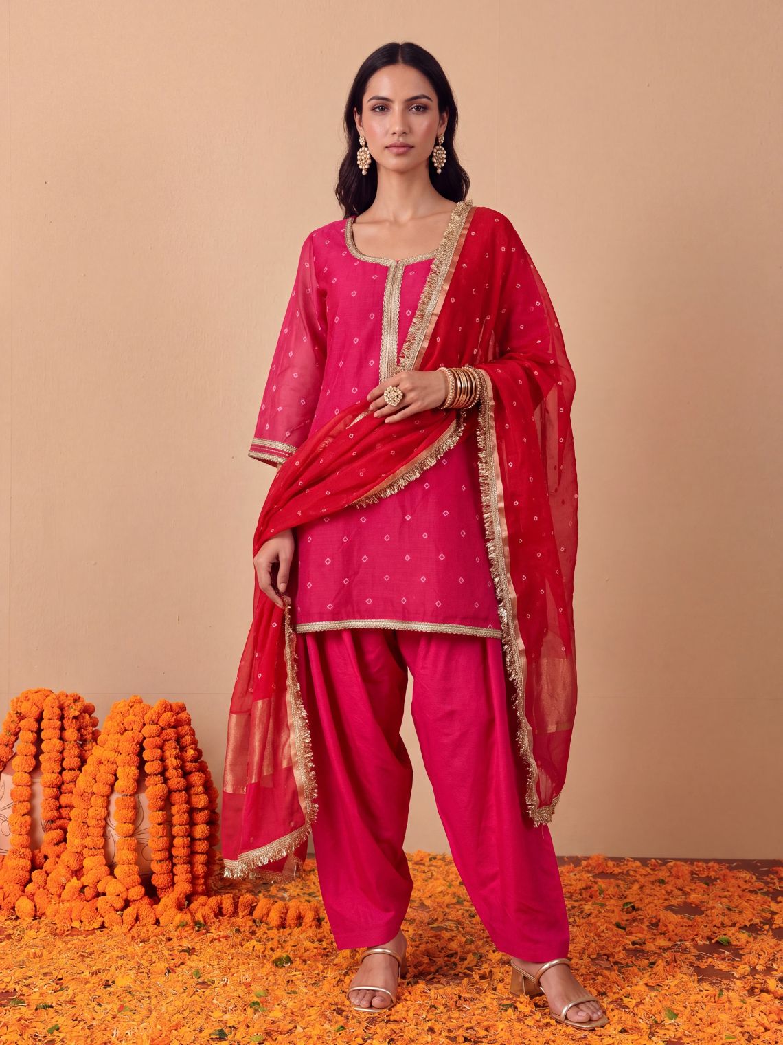 Ziya Bandhani Mul Chanderi Farshi Salwar Suit set - Chowkhat Lifestyle