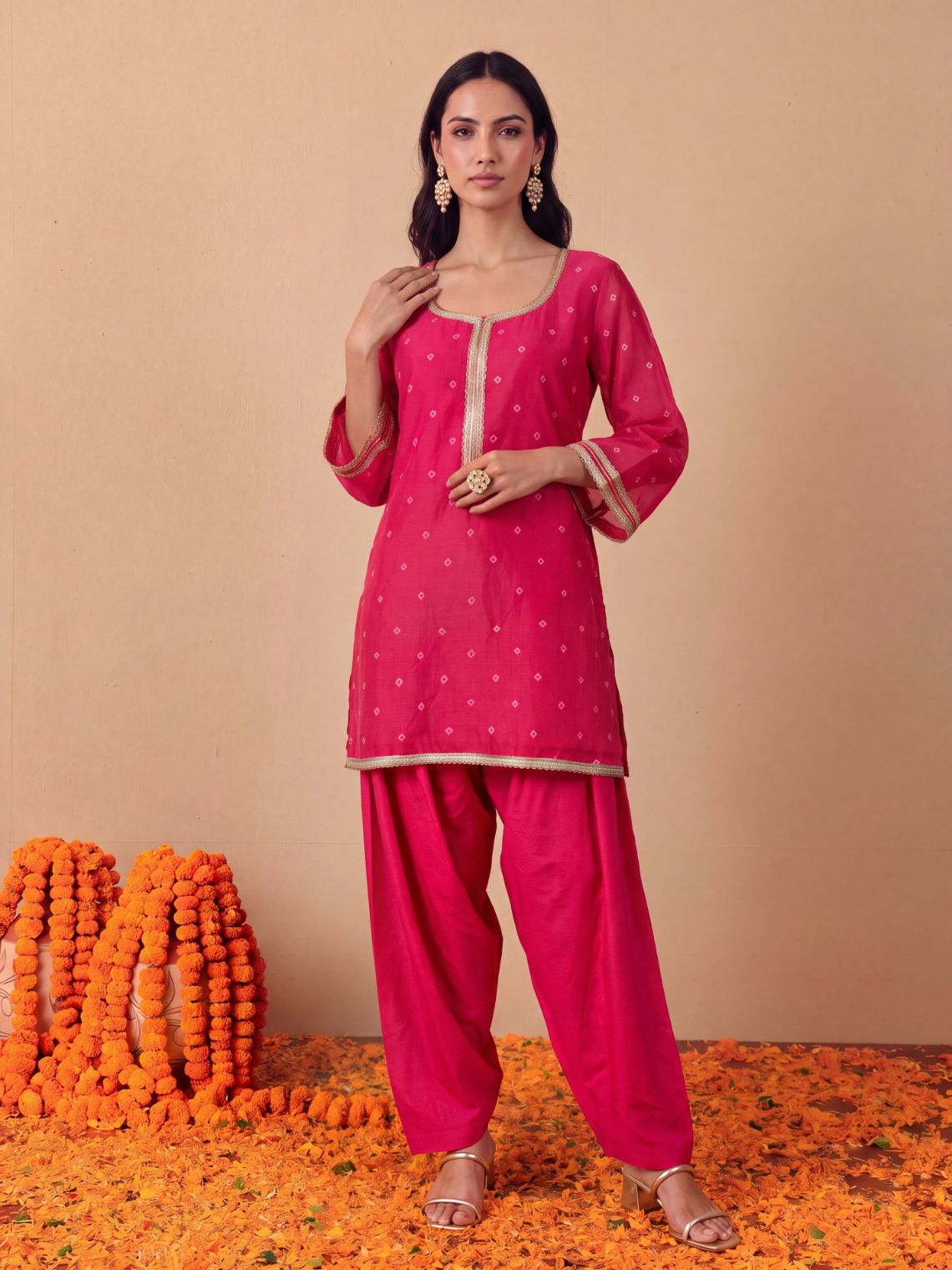 Ziya Bandhani Mul Chanderi Farshi Salwar Suit set - Chowkhat Lifestyle