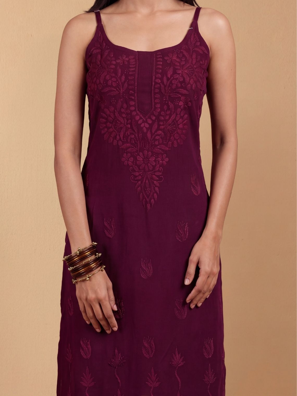 Anamika Rayon Strap Chikankari Kurta & Palazzo Set - Chowkhat Lifestyle