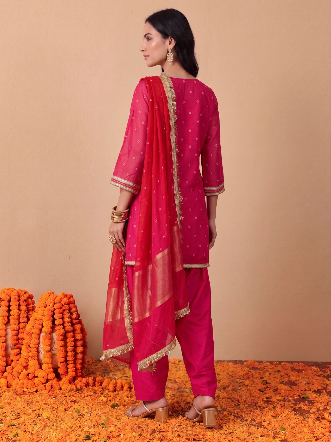 Ziya Bandhani Mul Chanderi Farshi Salwar Suit set - Chowkhat Lifestyle