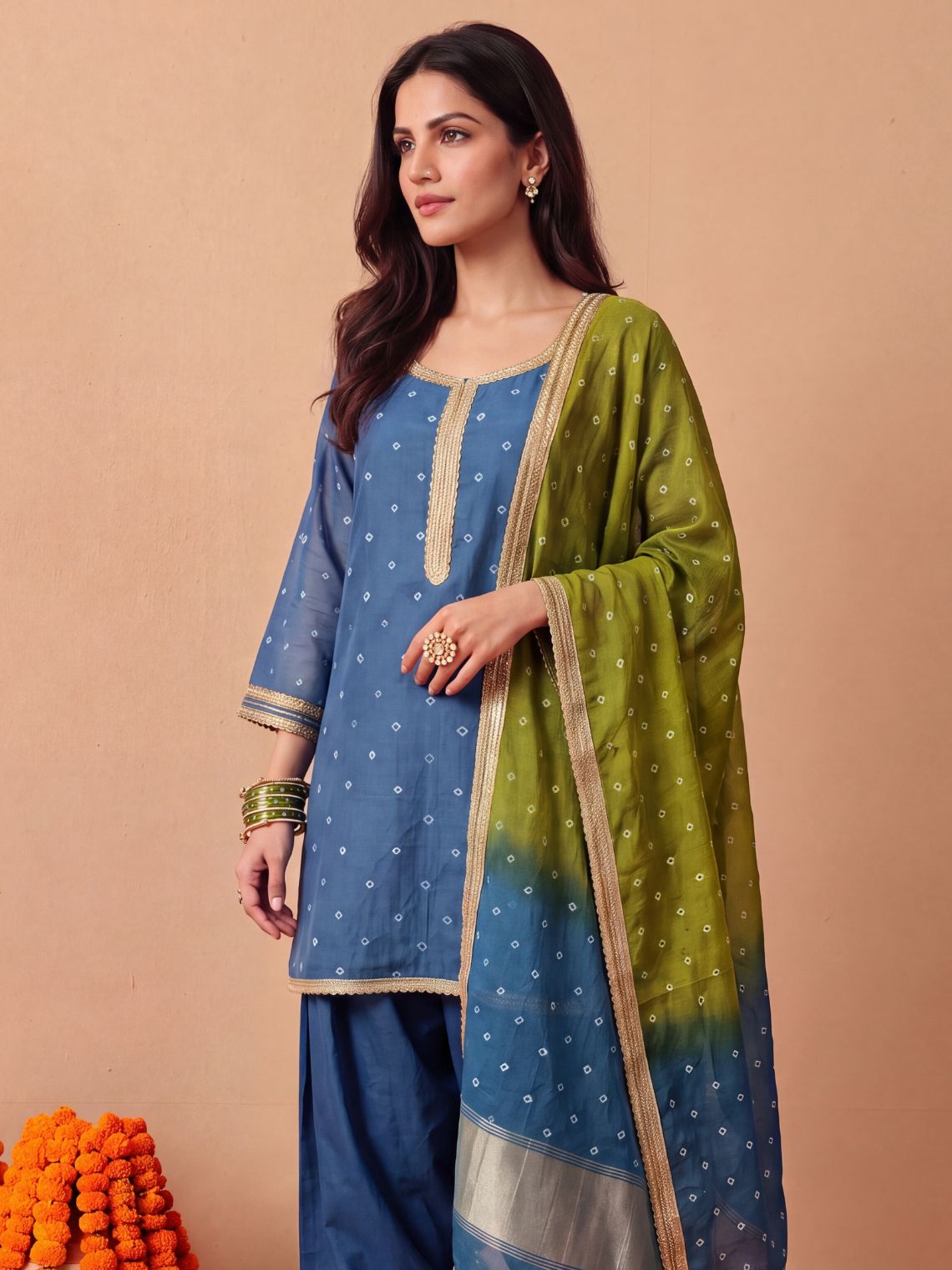 Ziya Bandhani Mul Chanderi Farshi Salwar Suit set - Chowkhat Lifestyle