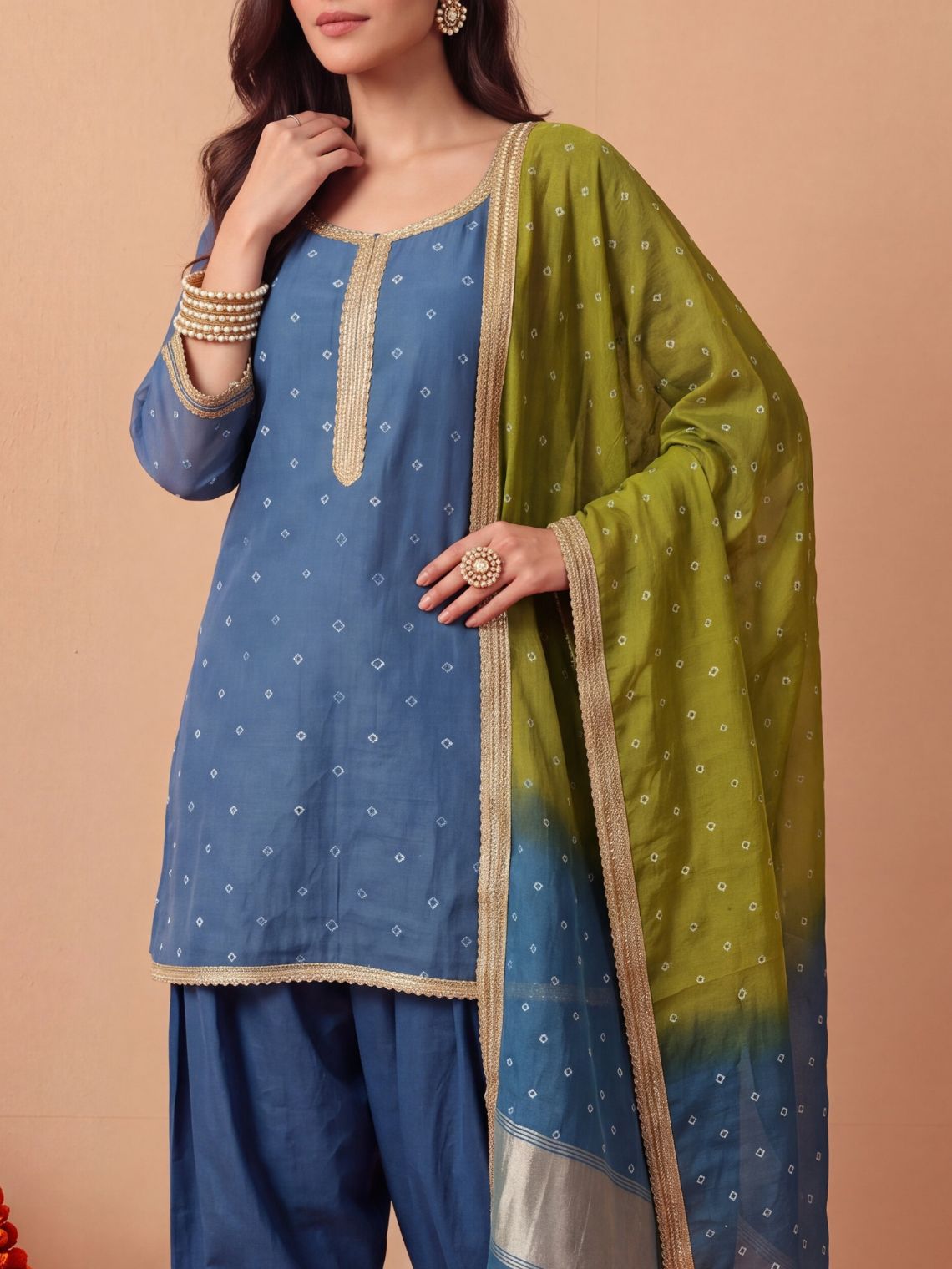 Ziya Bandhani Mul Chanderi Farshi Salwar Suit set - Chowkhat Lifestyle