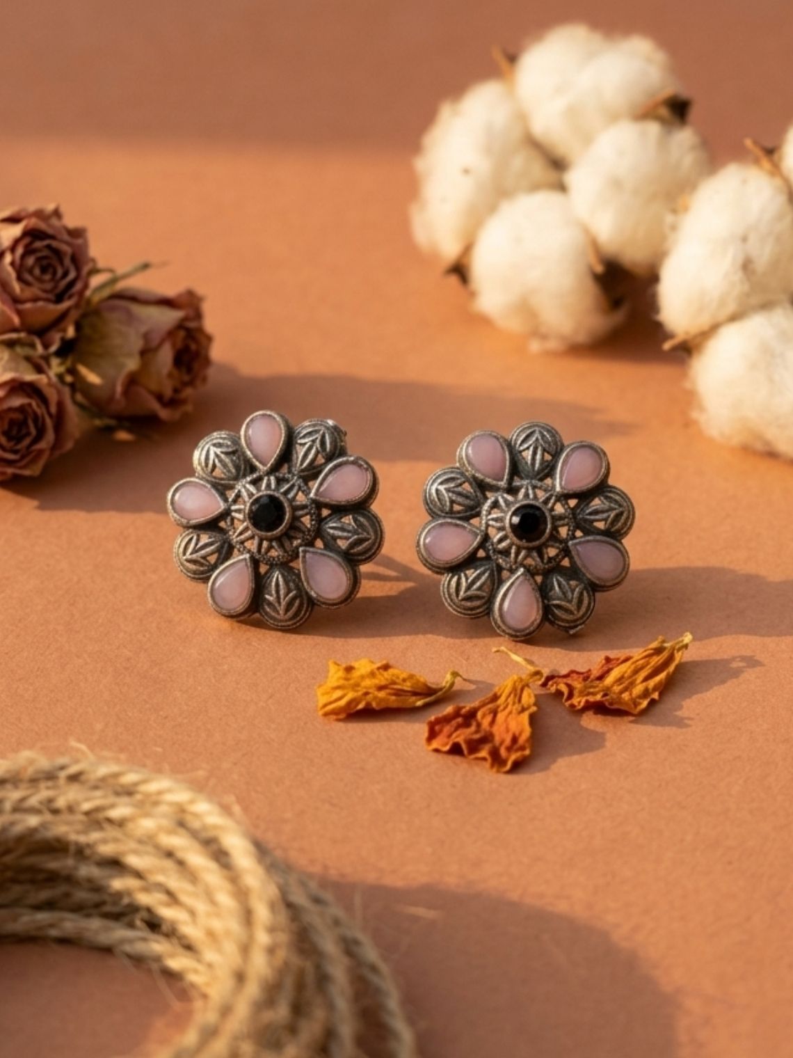 Bloom Floral Oxidised Earrings - Chowkhat Lifestyle