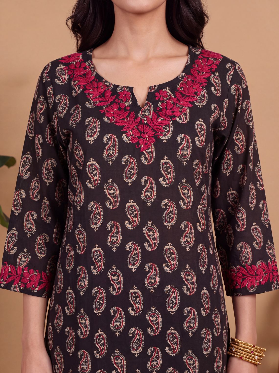Ambika Straight Long Chikankari Cotton Kurta with Pocket - Chowkhat Lifestyle