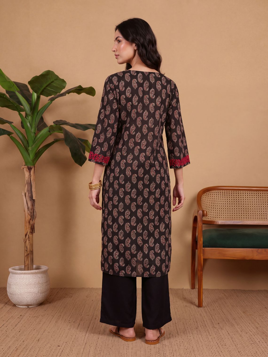 Ambika Straight Long Chikankari Cotton Kurta with Pocket - Chowkhat Lifestyle