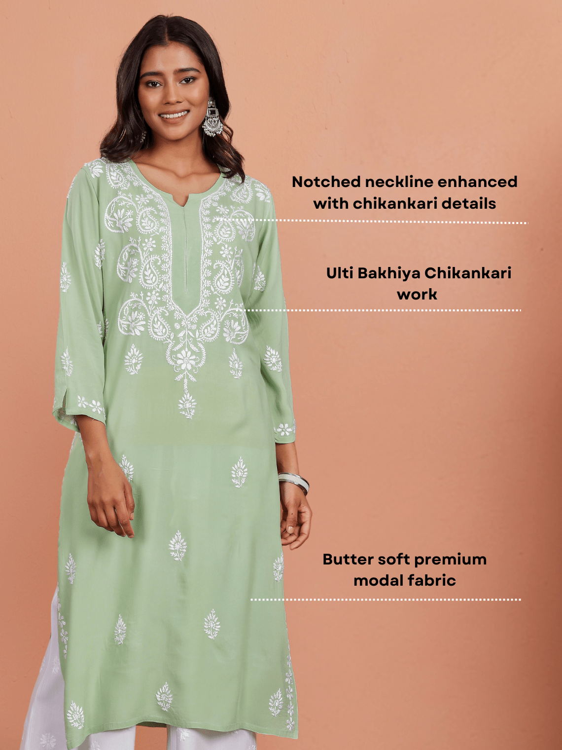 Tania Premium Modal Chikankari Kurti - Chowkhat Lifestyle