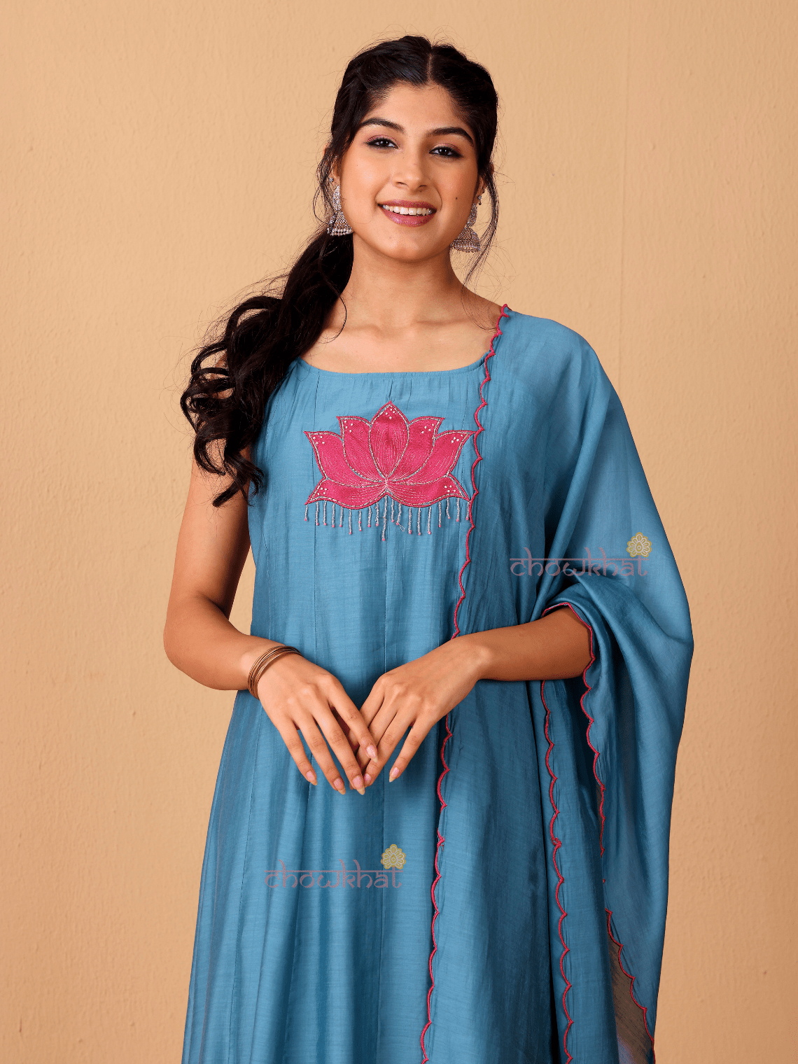 Padma Mul Chanderi 3 Piece Strappy Stitched Suit Set with Adda Work - Chowkhat Lifestyle