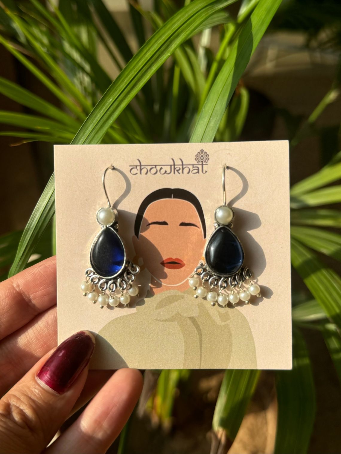 German Silver Pearl Hanging Earrings - Chowkhat Lifestyle