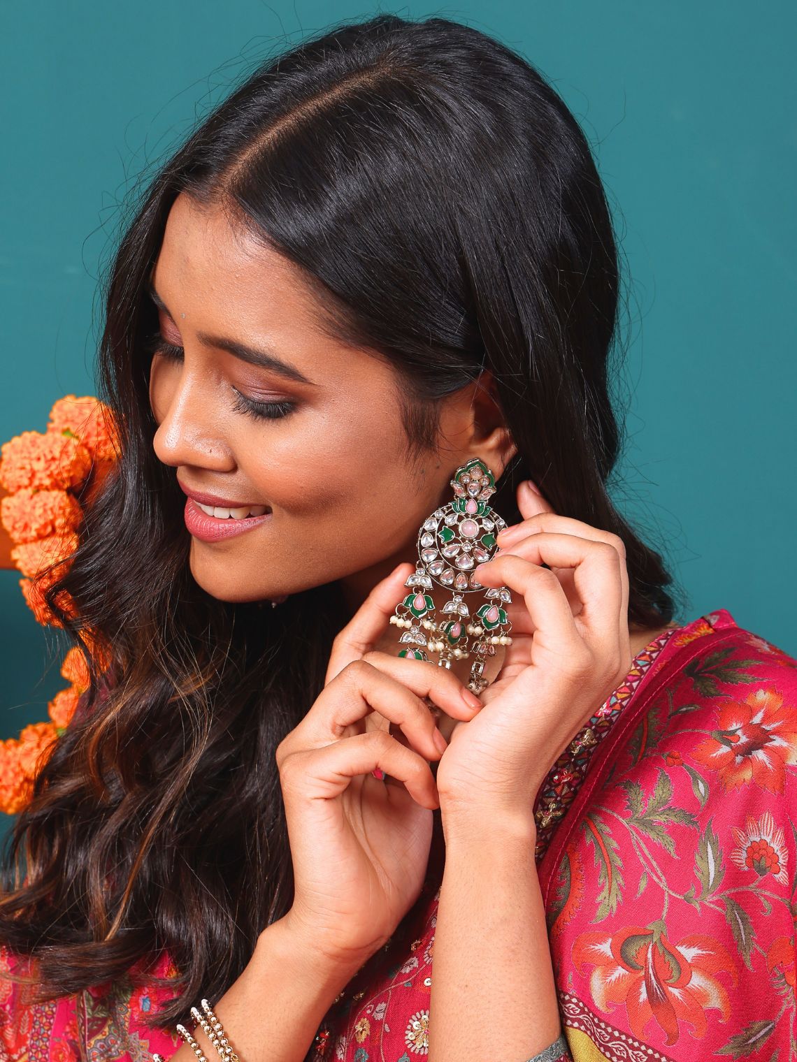 Kundan & beads Chandbali Earrings - Chowkhat Lifestyle