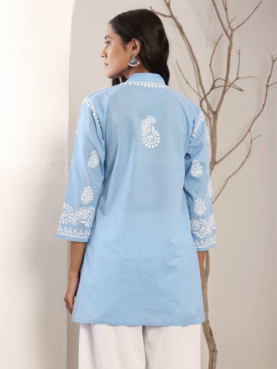 Anvi Cotton Short Straight Chikankari Kurti - Chowkhat Lifestyle
