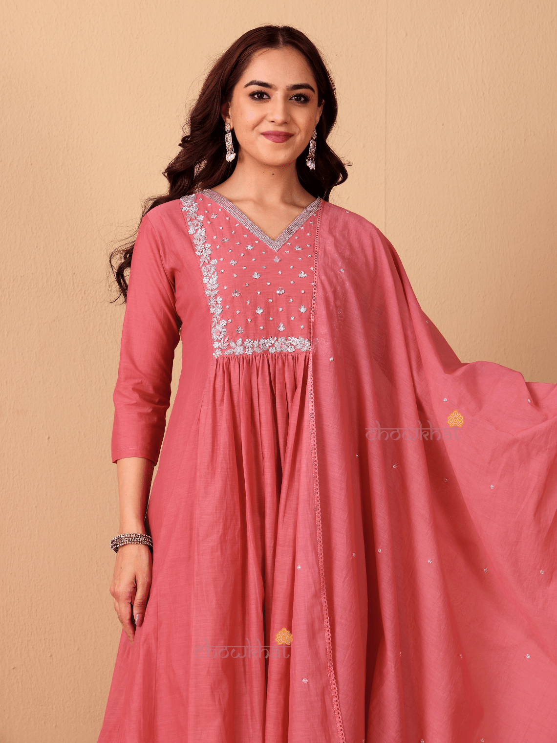 Rhea Mul Chanderi 3 Piece Nyra Style Stitched Suit Set with Adda Work - Chowkhat Lifestyle
