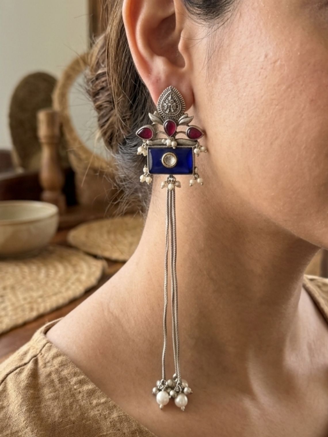 Jhanak Stone Oxidised Earrings - Chowkhat Lifestyle