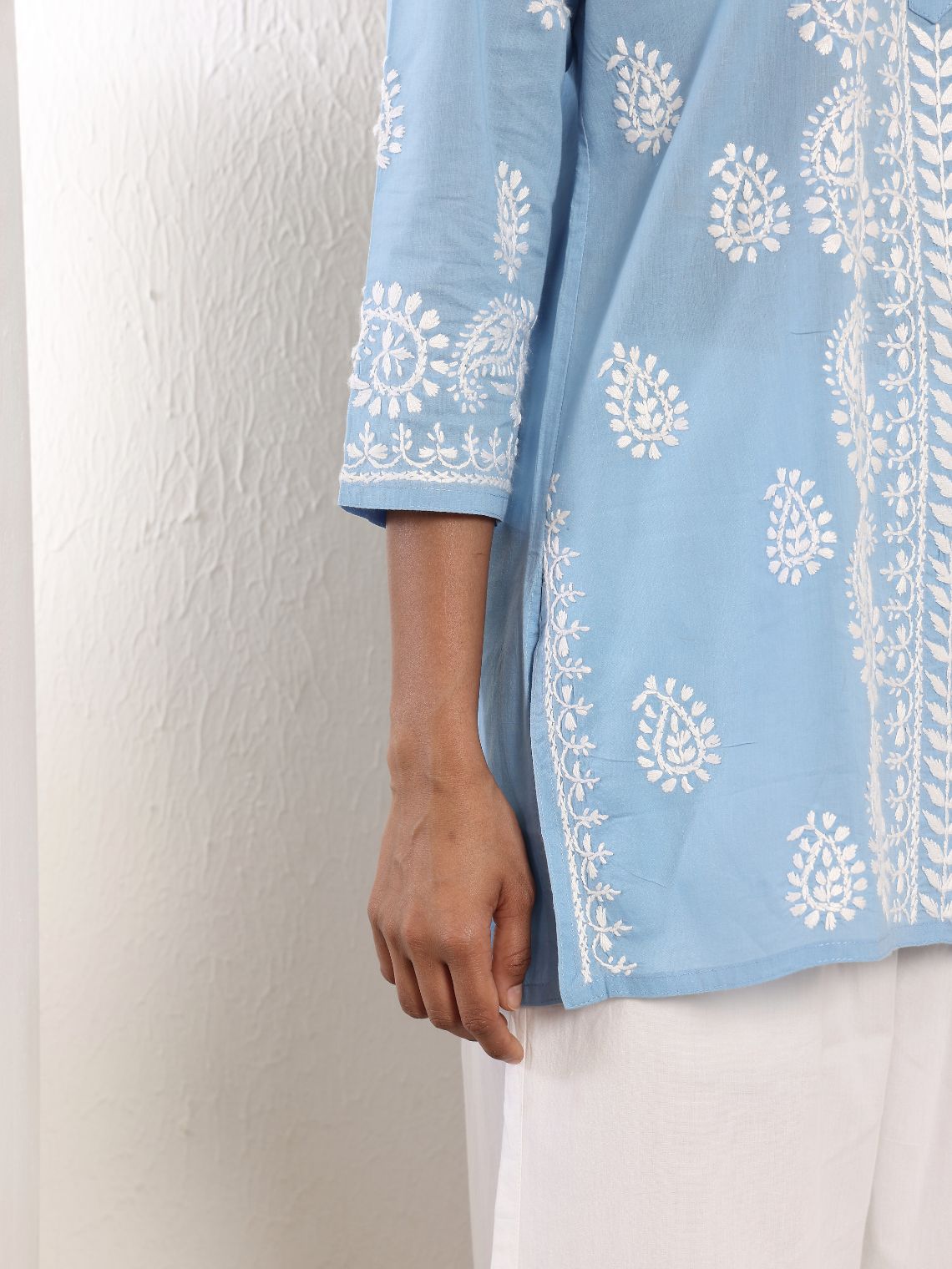 Anvi Cotton Short Straight Chikankari Kurti - Chowkhat Lifestyle